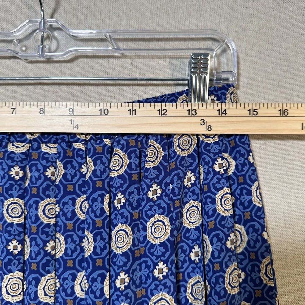 Leslie Fay 2 Piece Skirt Suit Size 8 Retro Pleated Midi Blue Aztec Vintage 80s - Picture 12 of 13
